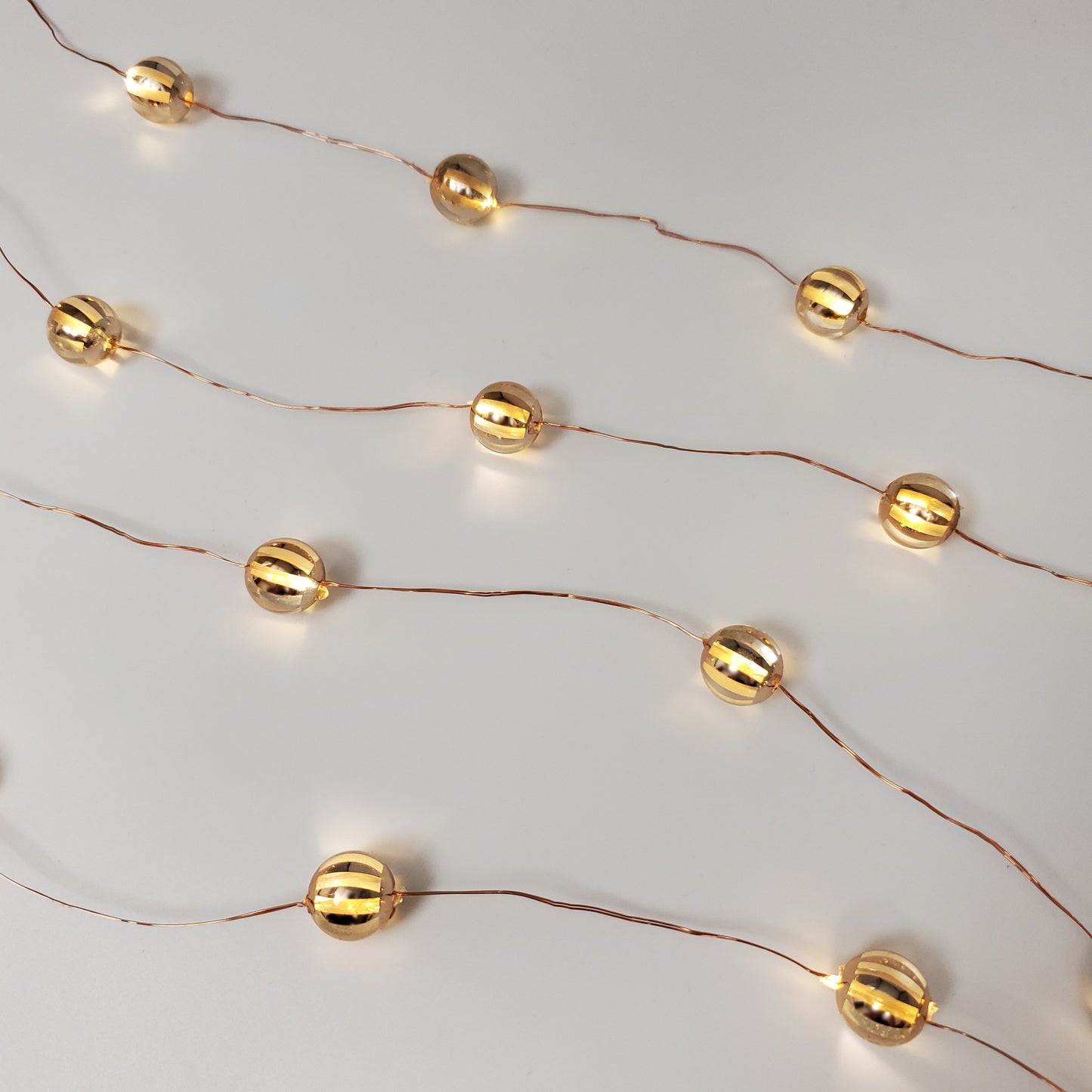 Battery-Operated LED Mini String Lights with Gold Balls