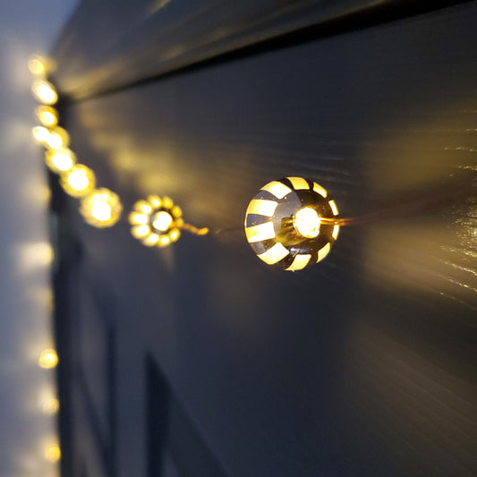 Battery-Operated LED Mini String Lights with Gold Balls