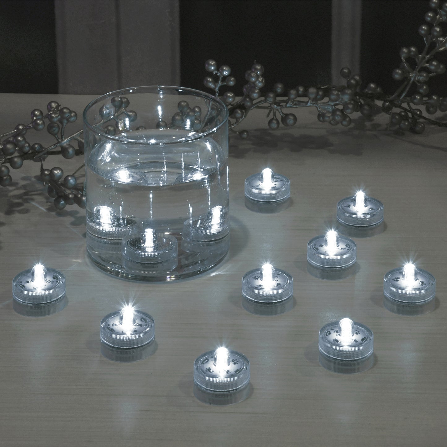 Submersible Battery Operated LED Lights - Set of 12 - White