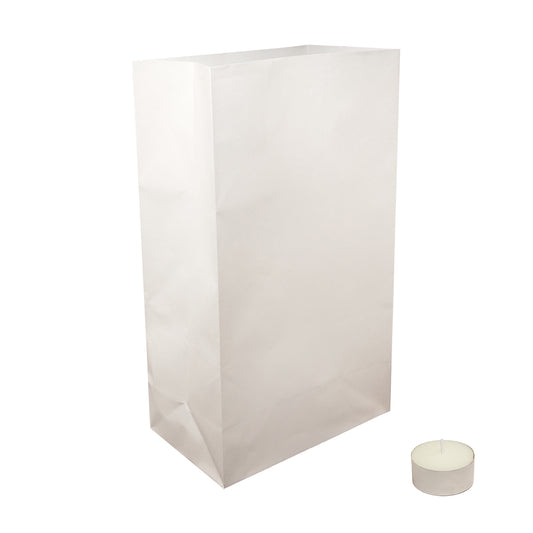 Luminaria Kit - Flame-Resistant Bags and Tea Light Candles - Set of 100