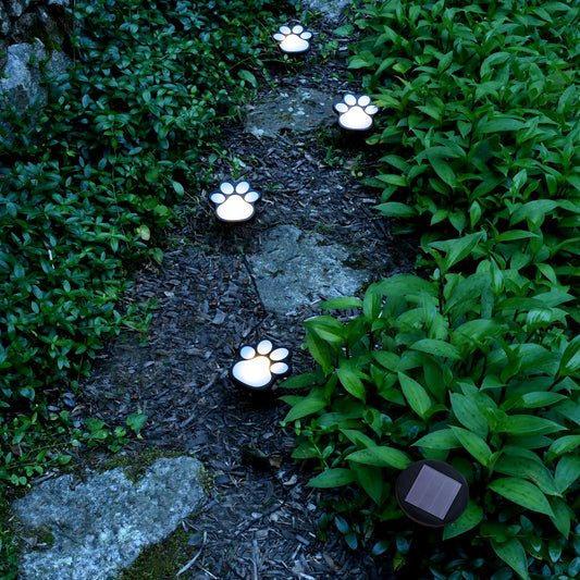 Solar-Powered Paw Print Pathway Lights - 4 Lights