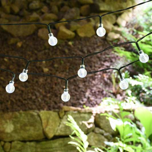 Solar-Powered String Lights with Faceted Balls