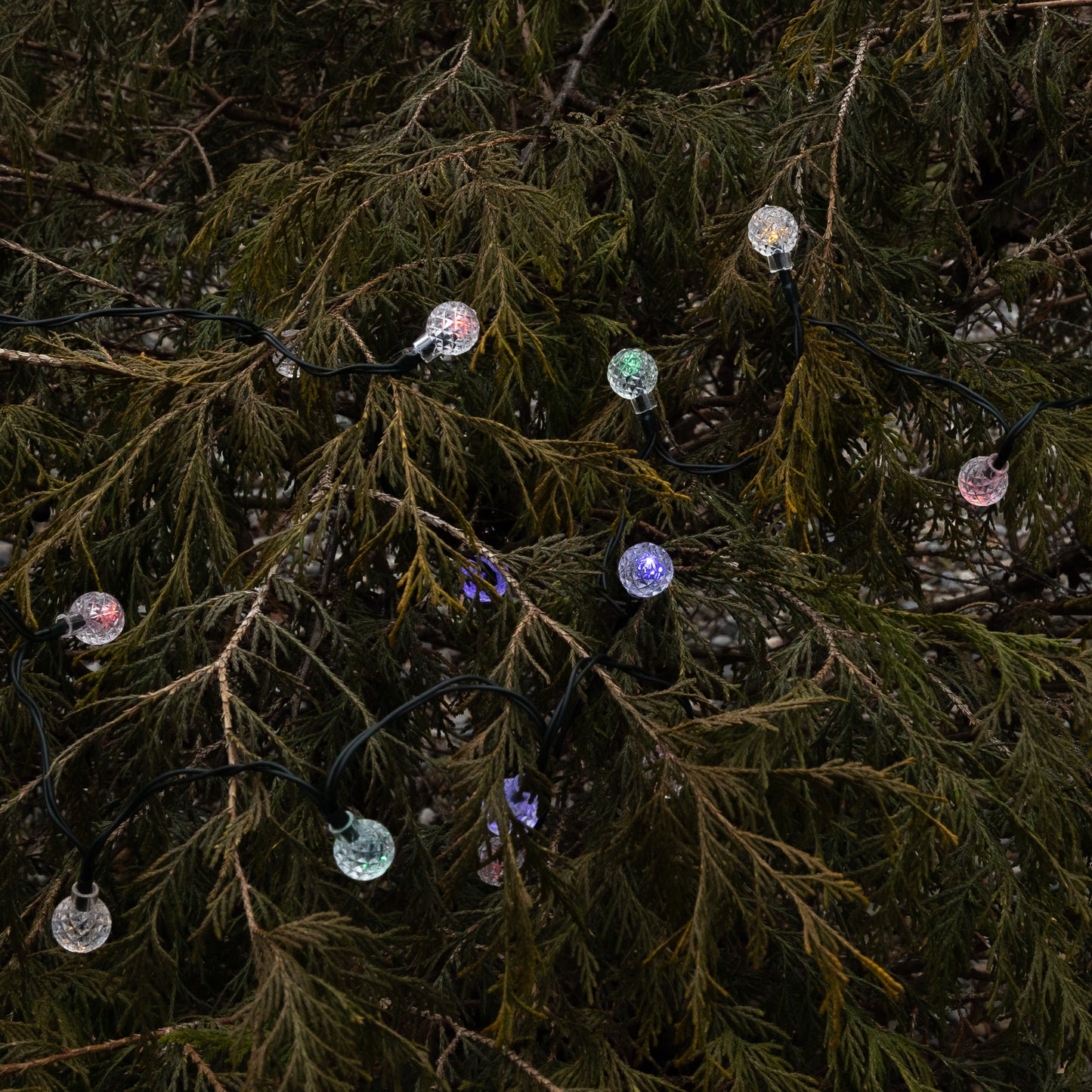 Solar-Powered String Lights with Faceted Balls