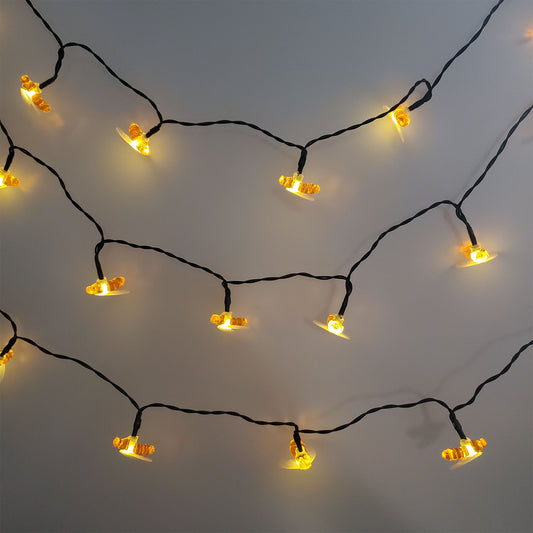 Solar-Powered String Lights with Bee Motif