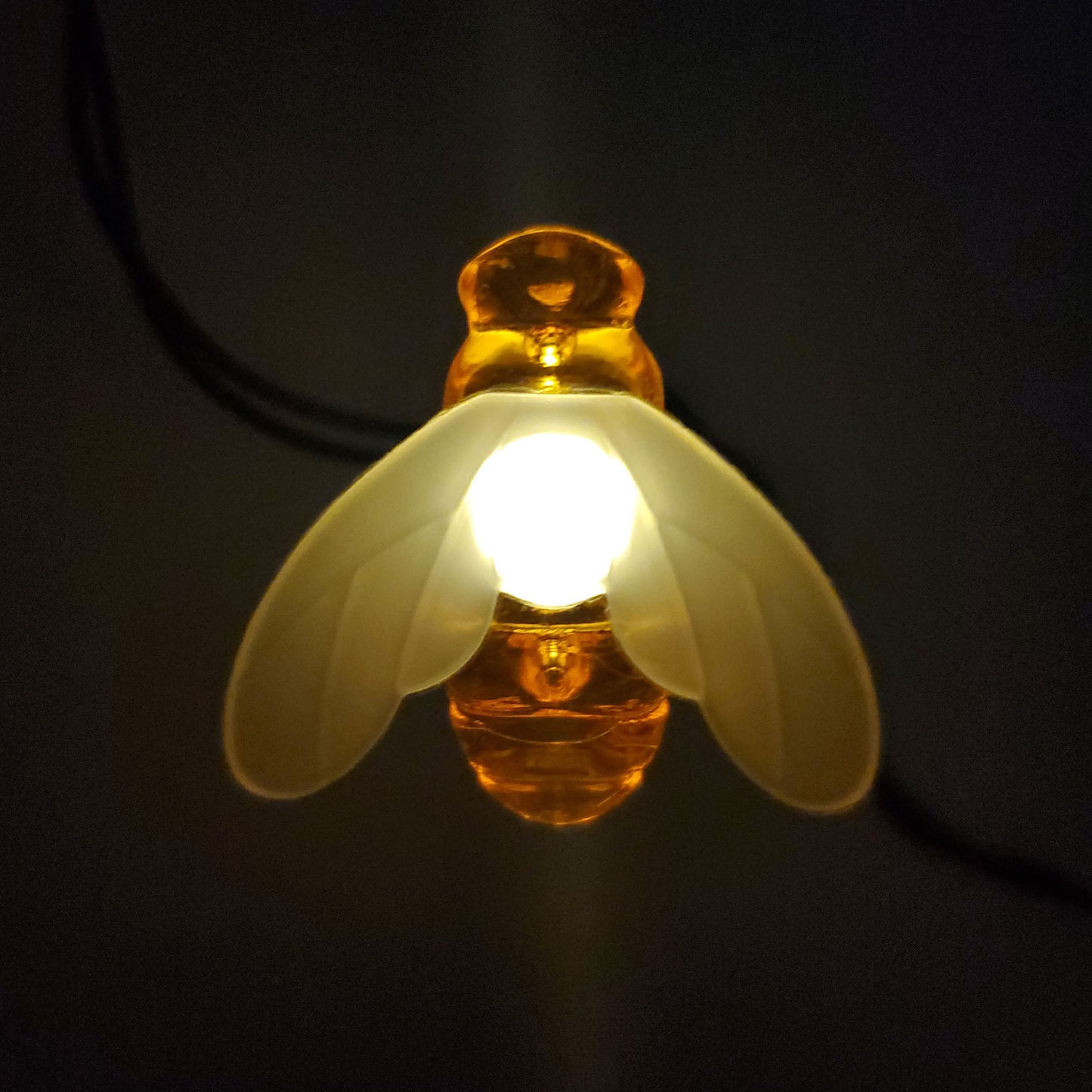 Solar-Powered String Lights with Bee Motif