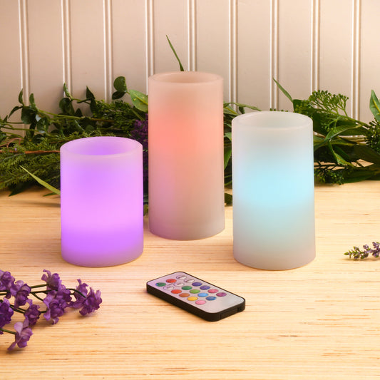Battery-Operated Multifunction Wax LED Candles - Set of 3