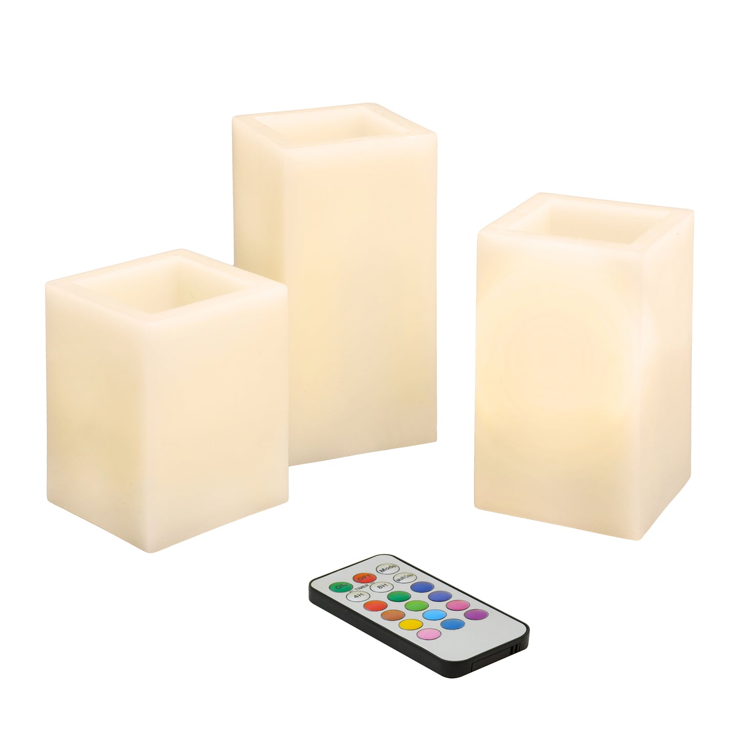 Battery-Operated Multifunction Wax LED Candles - Set of 3