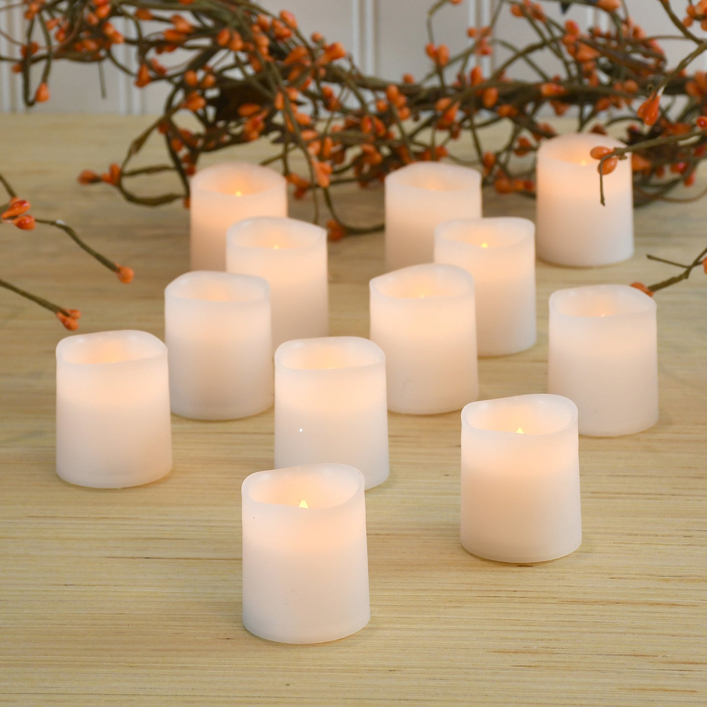 Battery-Operated LED Votive Candles - Set of 12