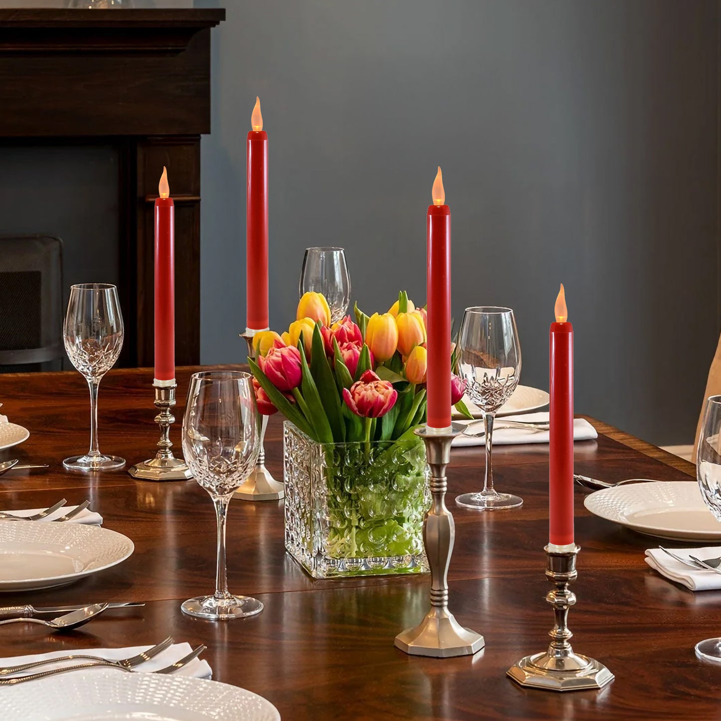 Battery Operated Taper Candles - Set of 4