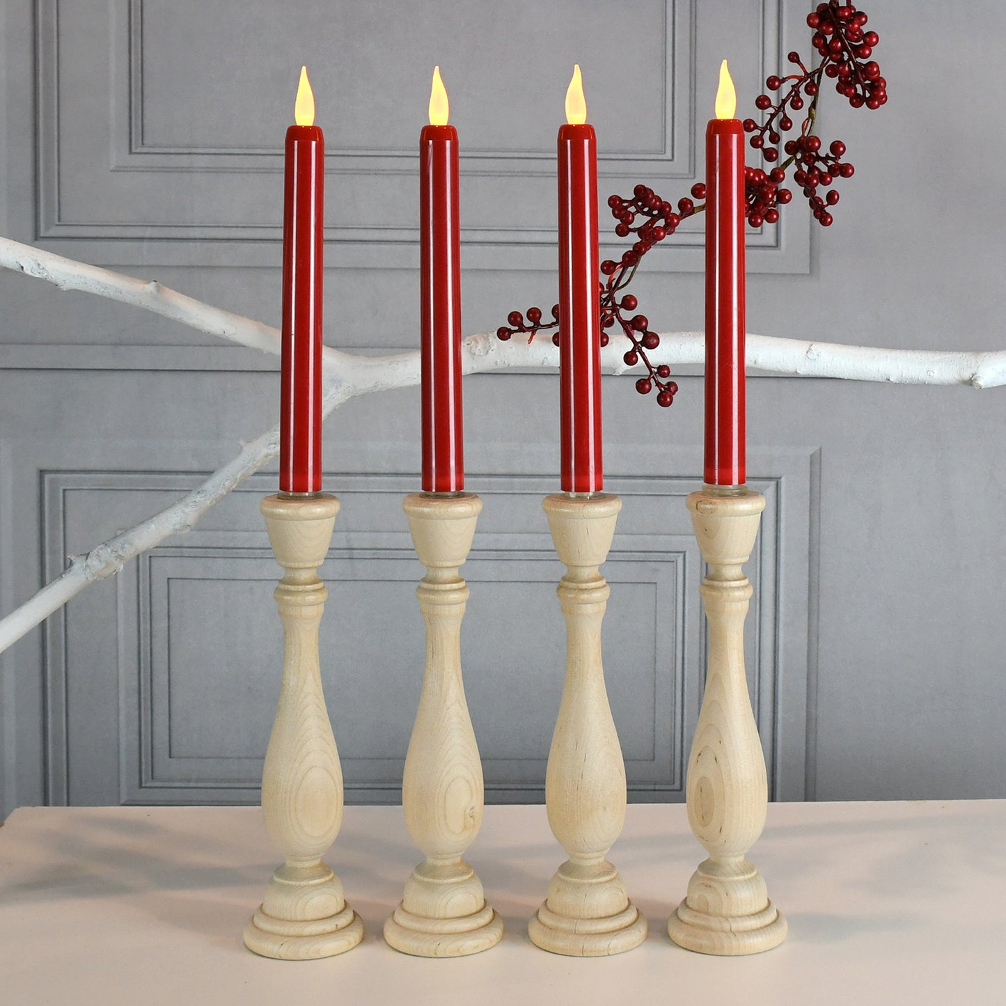 Battery-Operated Taper Candles - Set of 4