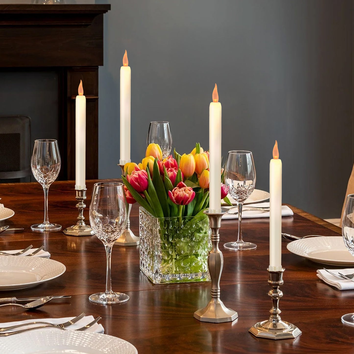Battery-Operated Taper Candles - Set of 4