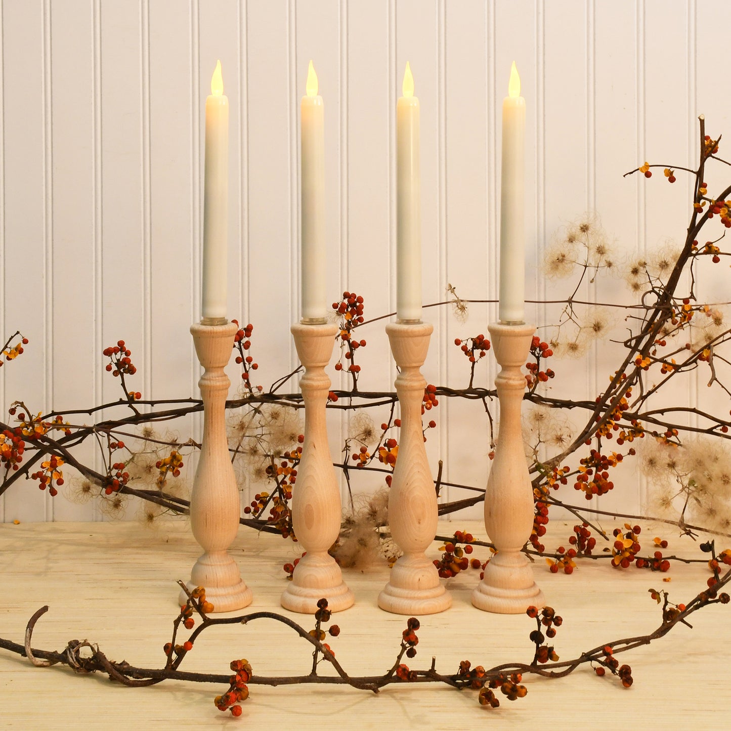 Battery-Operated Taper Candles - Set of 4