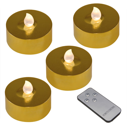 Extra-Large Battery-Operated Tea Lights with Remote Control - Set of 4