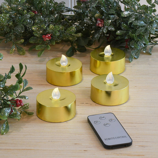 Extra-Large Battery-Operated Tea Lights with Remote Control - Set of 4