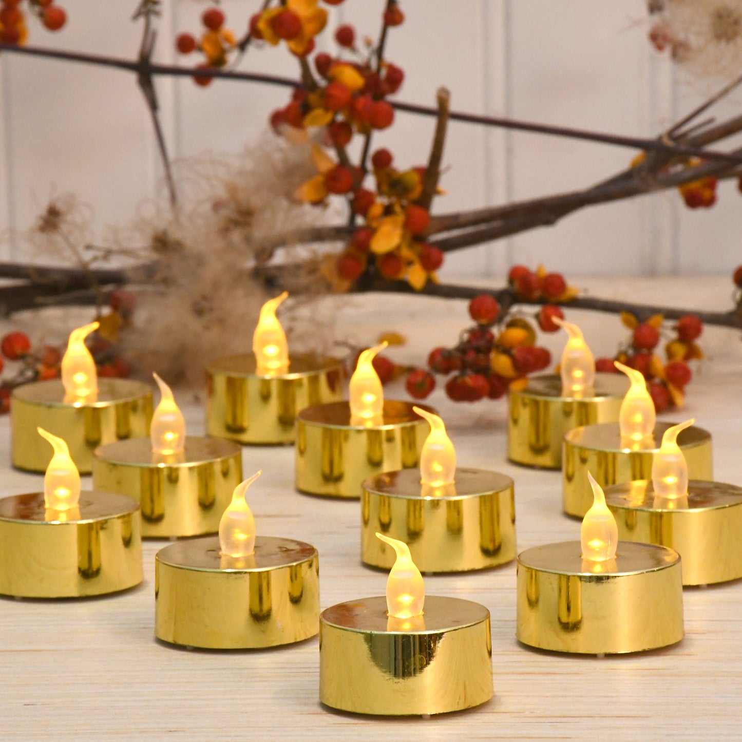 Battery-Operated LED Tea Lights - Set of 12