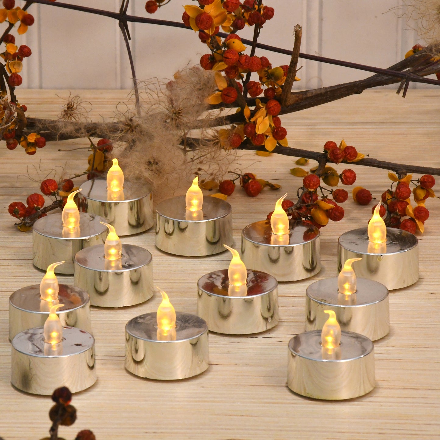 Battery-Operated LED Tea Lights - Set of 12