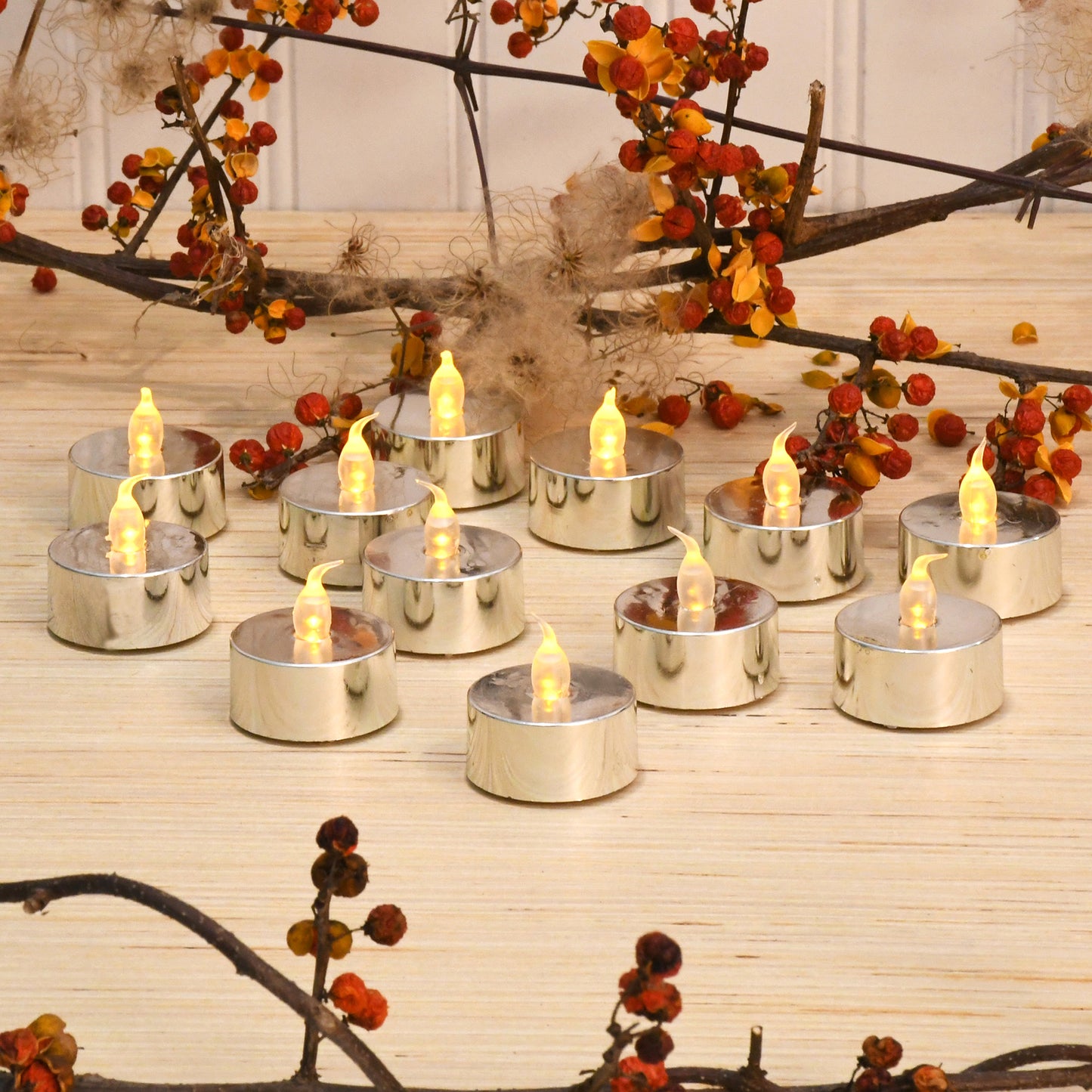 Battery-Operated LED Tea Lights - Set of 12