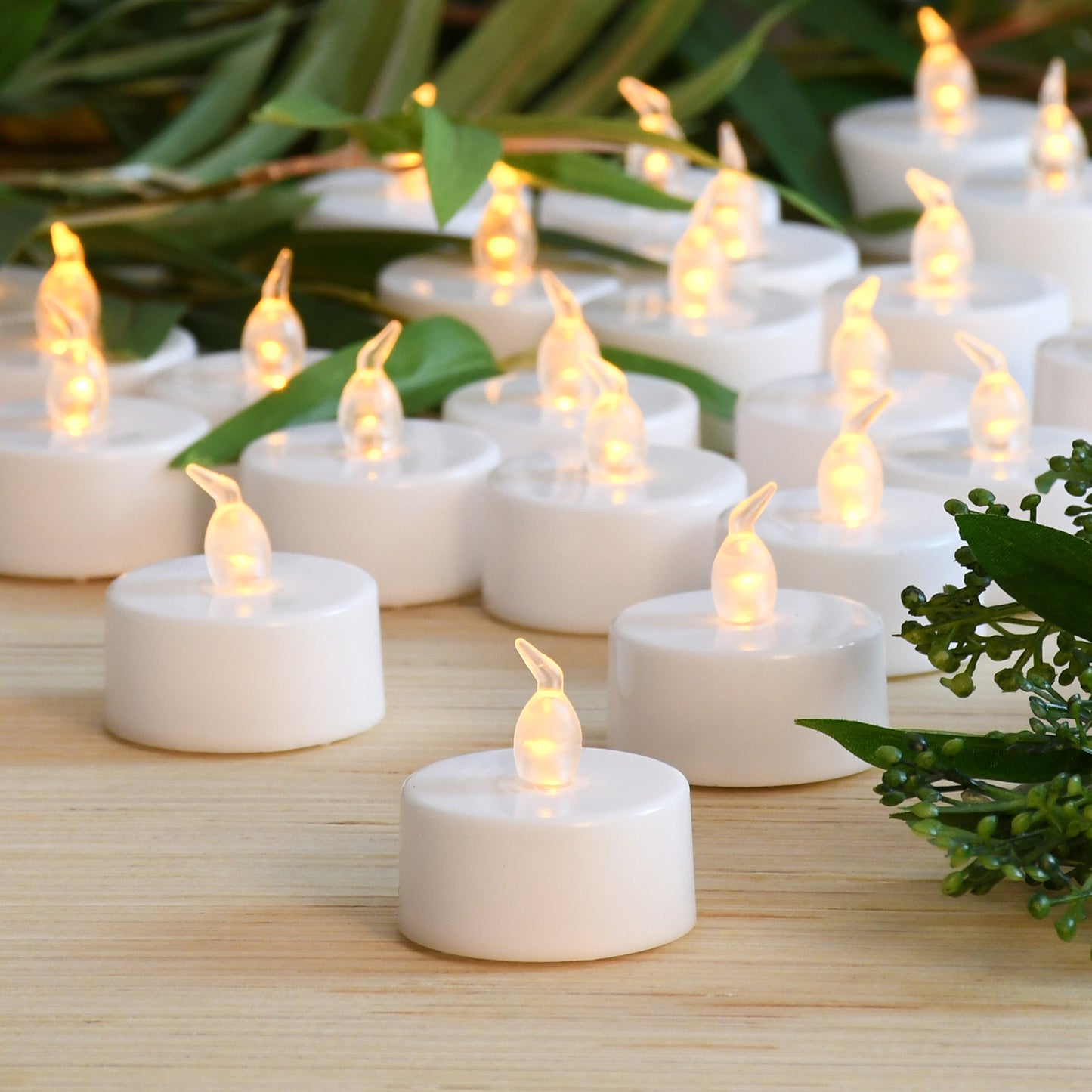 Battery Operated LED Tea Lights - Set of 24 - Amber