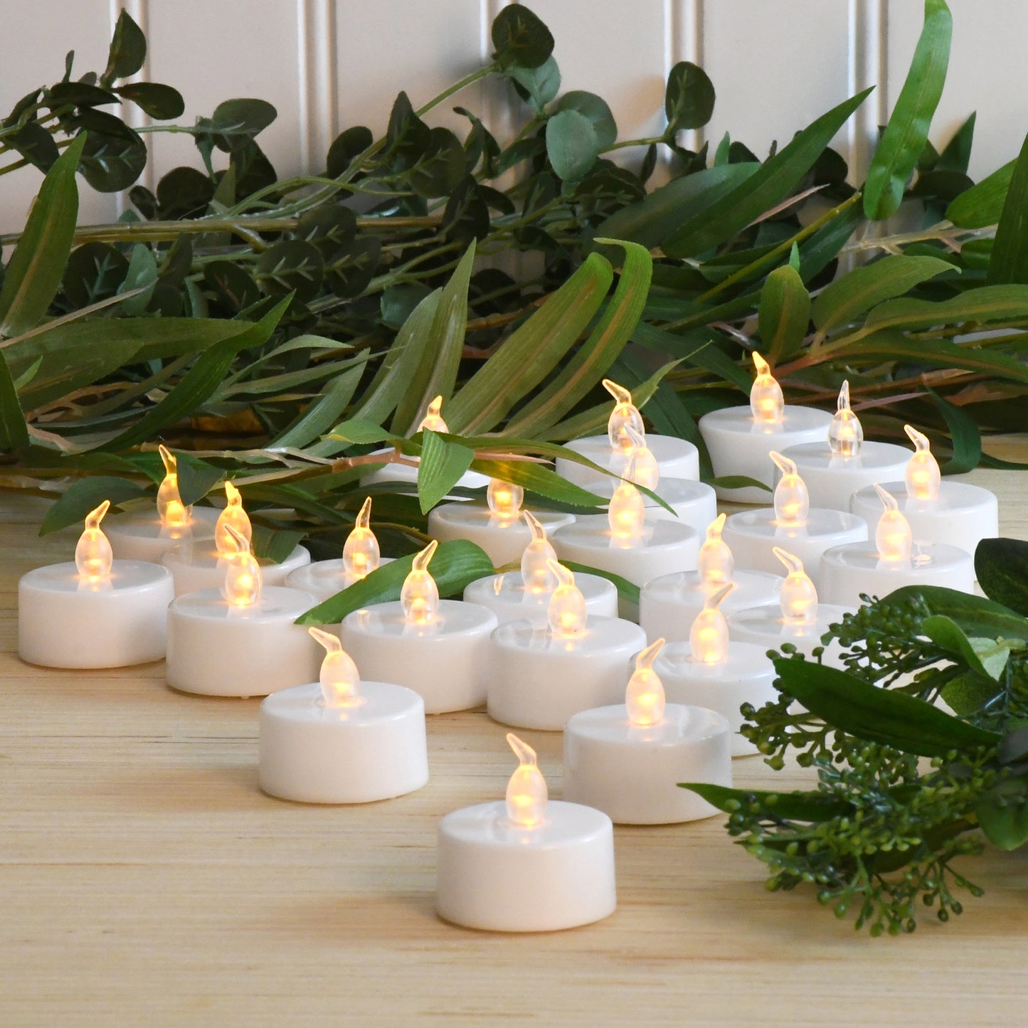 Battery Operated LED Tea Lights - Set of 24 - Amber