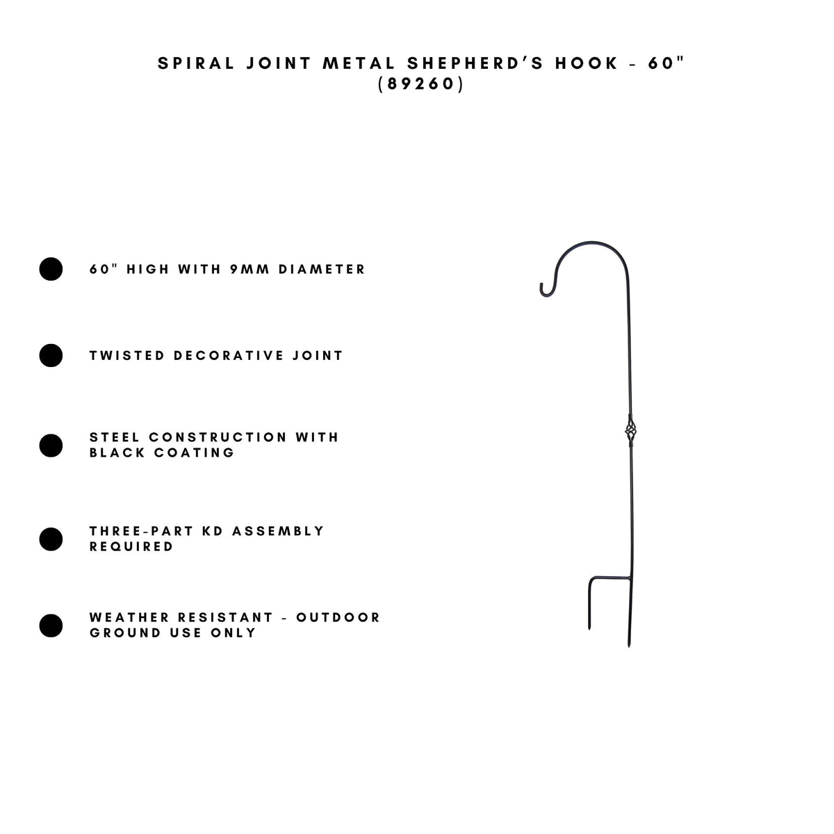 Spiral Joint Metal Shepherd's Hook