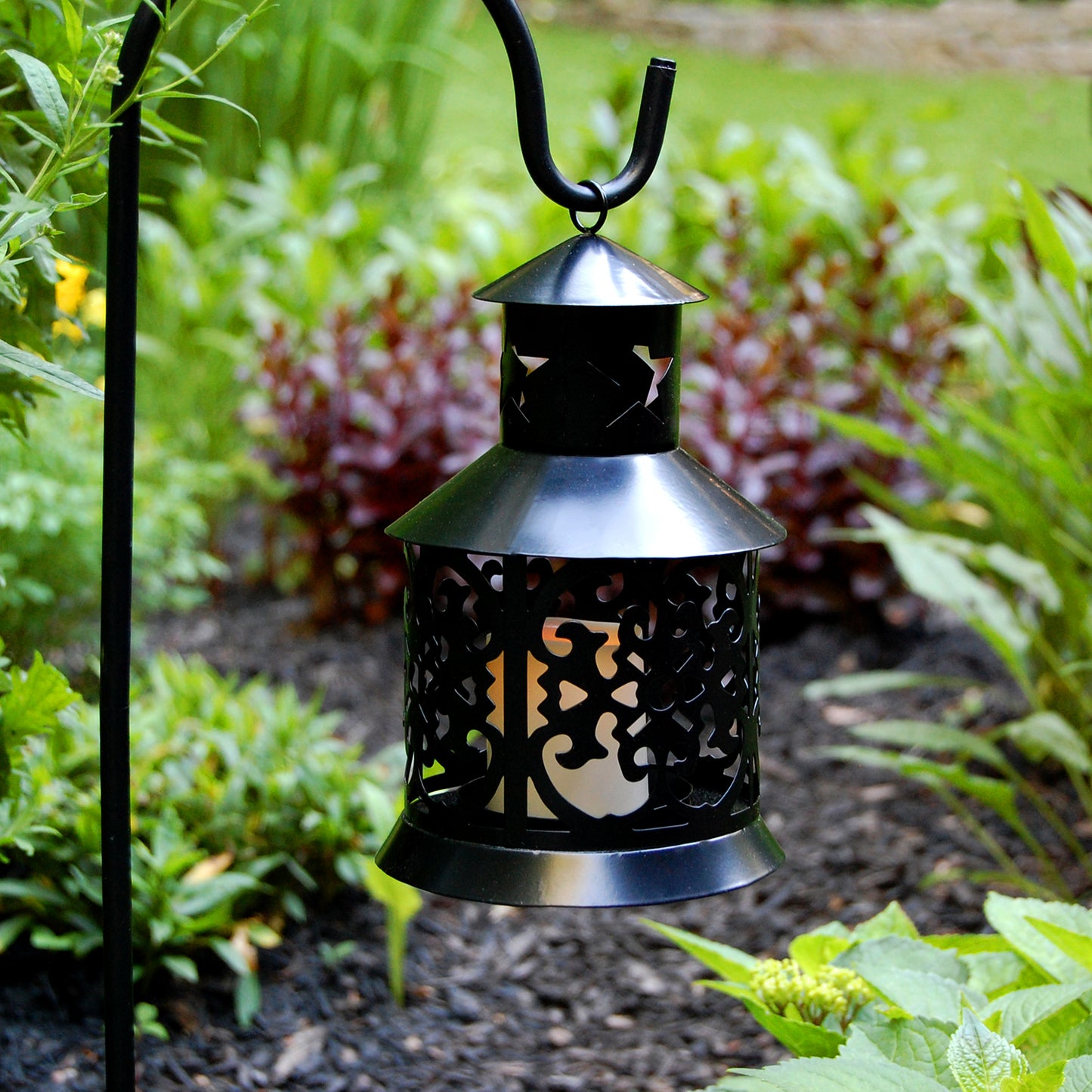 Metal Lantern with Shepherd's Hook - Set of 2