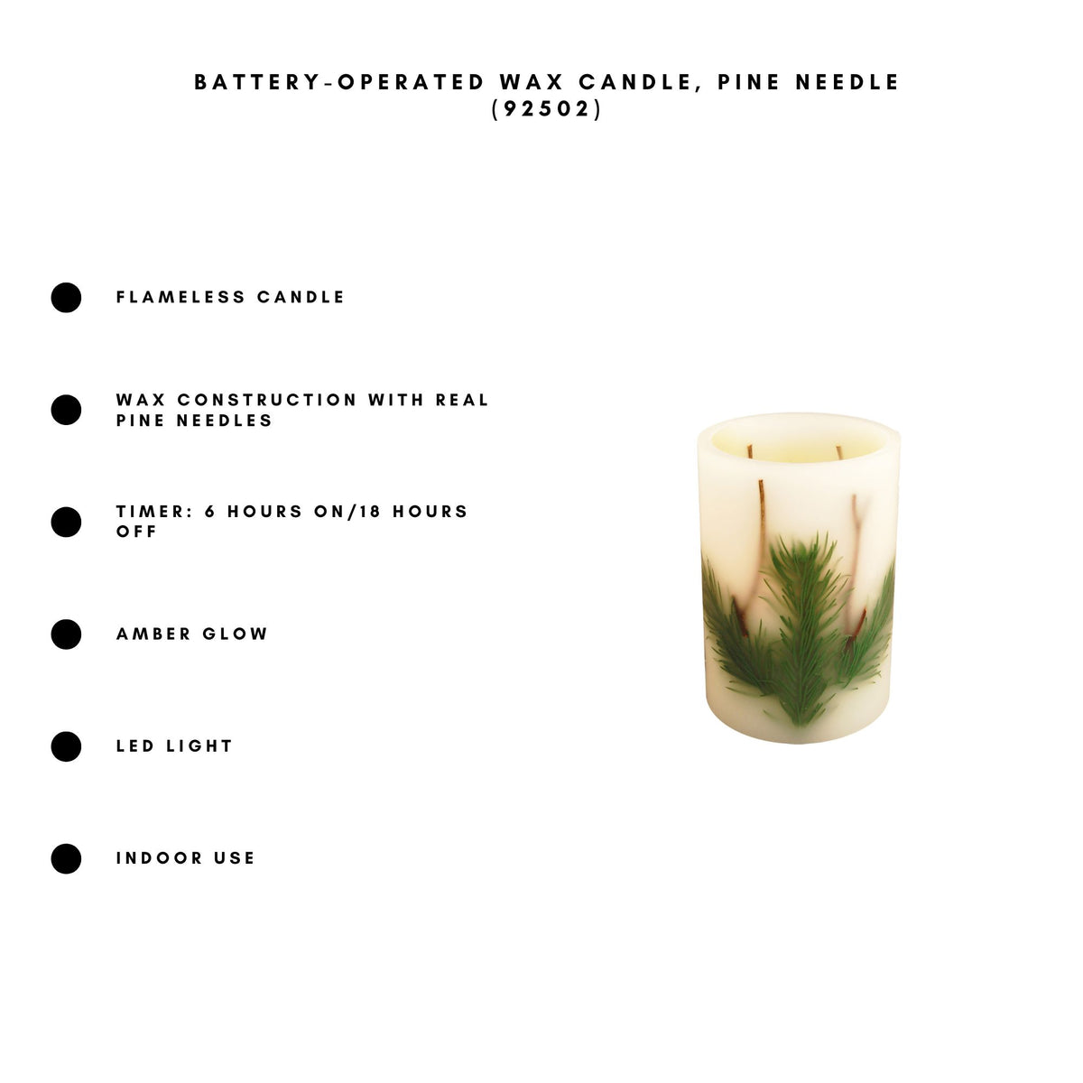 Battery-Operated Wax LED Candle - Pine Needle