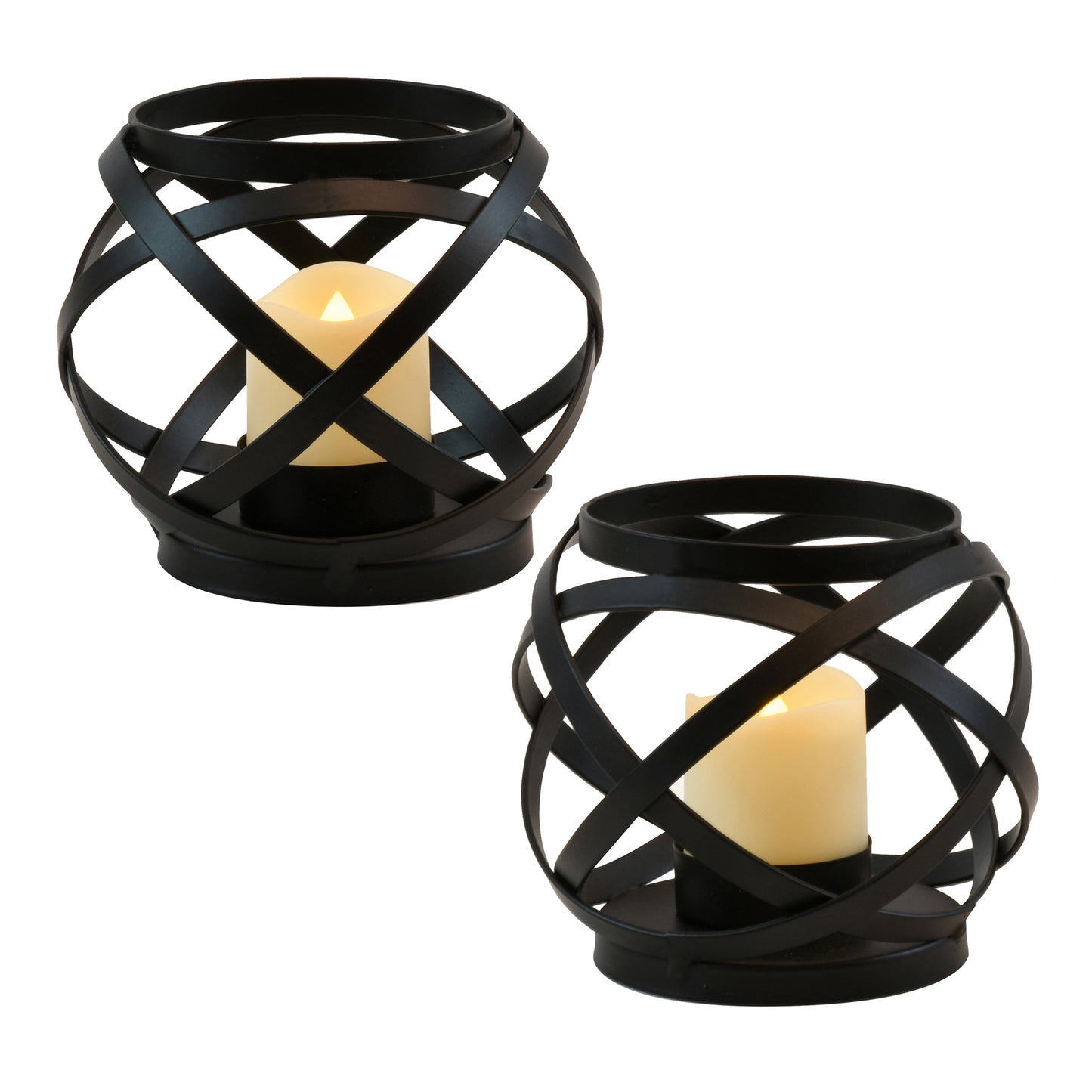 Metal Candleholders with Battery-Operated LED Candles - Set of 2