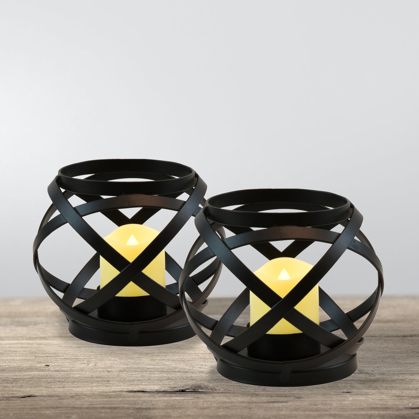 Metal Candleholders with Battery-Operated LED Candles - Set of 2