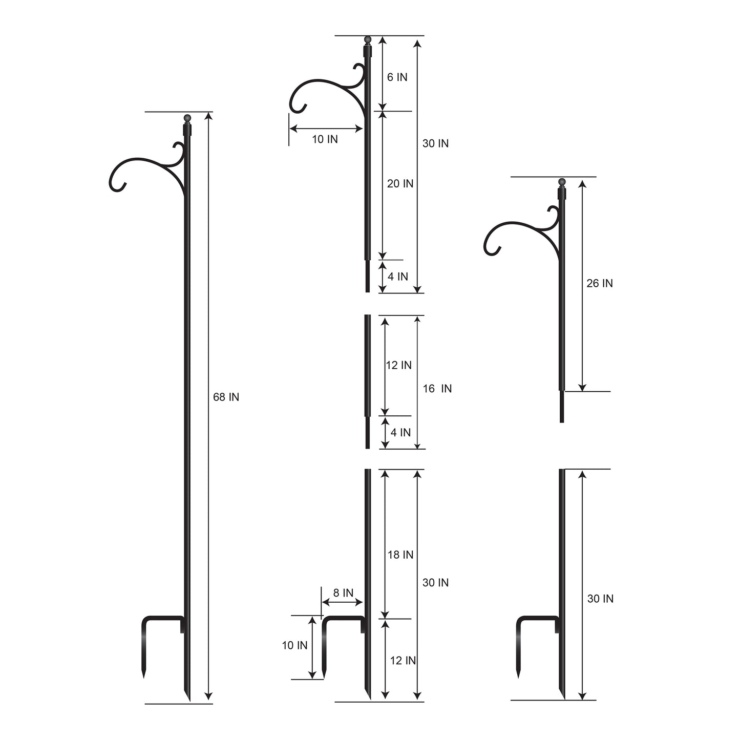 Metal Shepherd's Hook - 68"