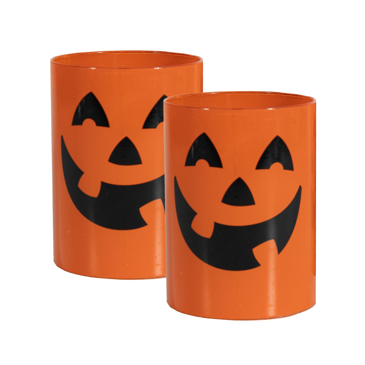 Battery Operated Glass LED Candles, Jack O' Lantern - Set of 2