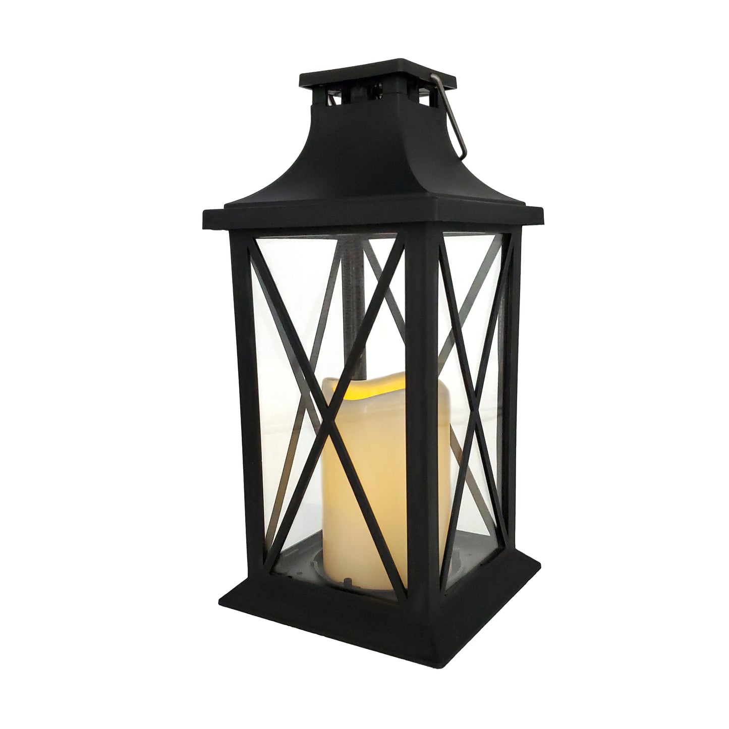 Solar-Powered Lantern with LED Candle – Crisscross
