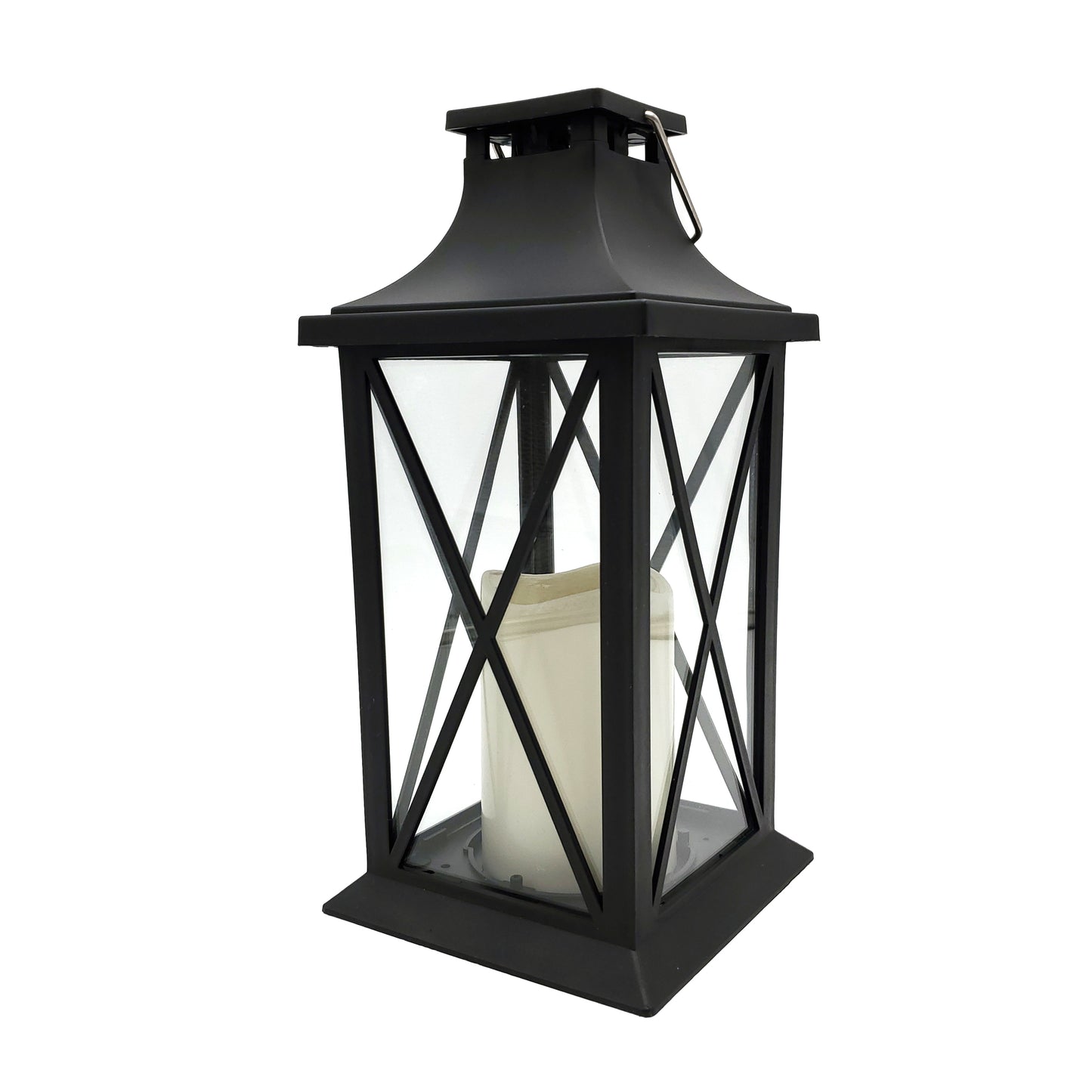 Solar-Powered Lantern with LED Candle – Crisscross
