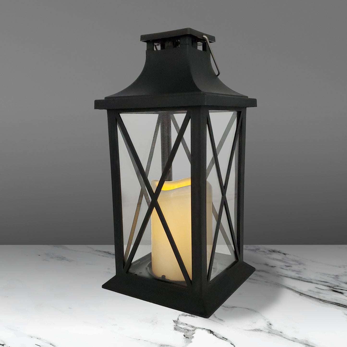 Solar-Powered Lantern with LED Candle – Crisscross
