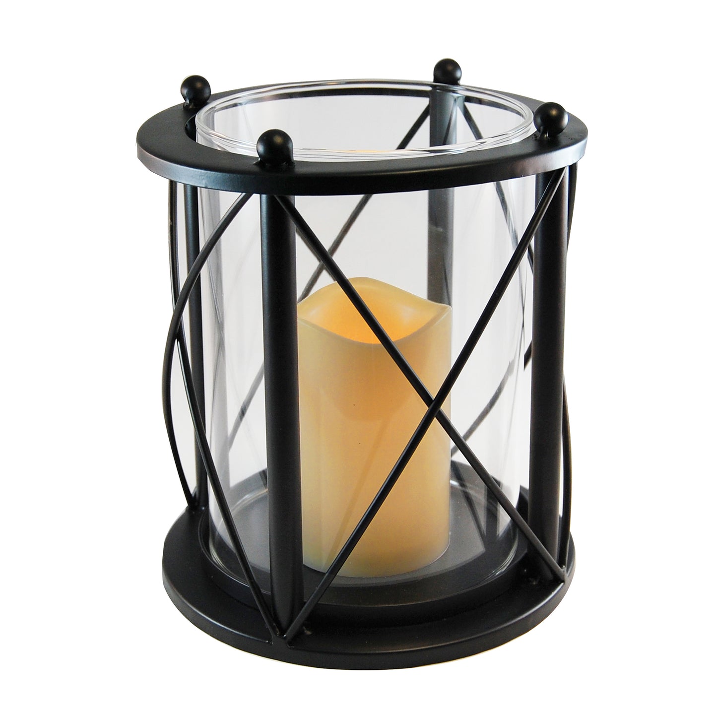 Metal Hurricane with Battery-Operated LED Candle