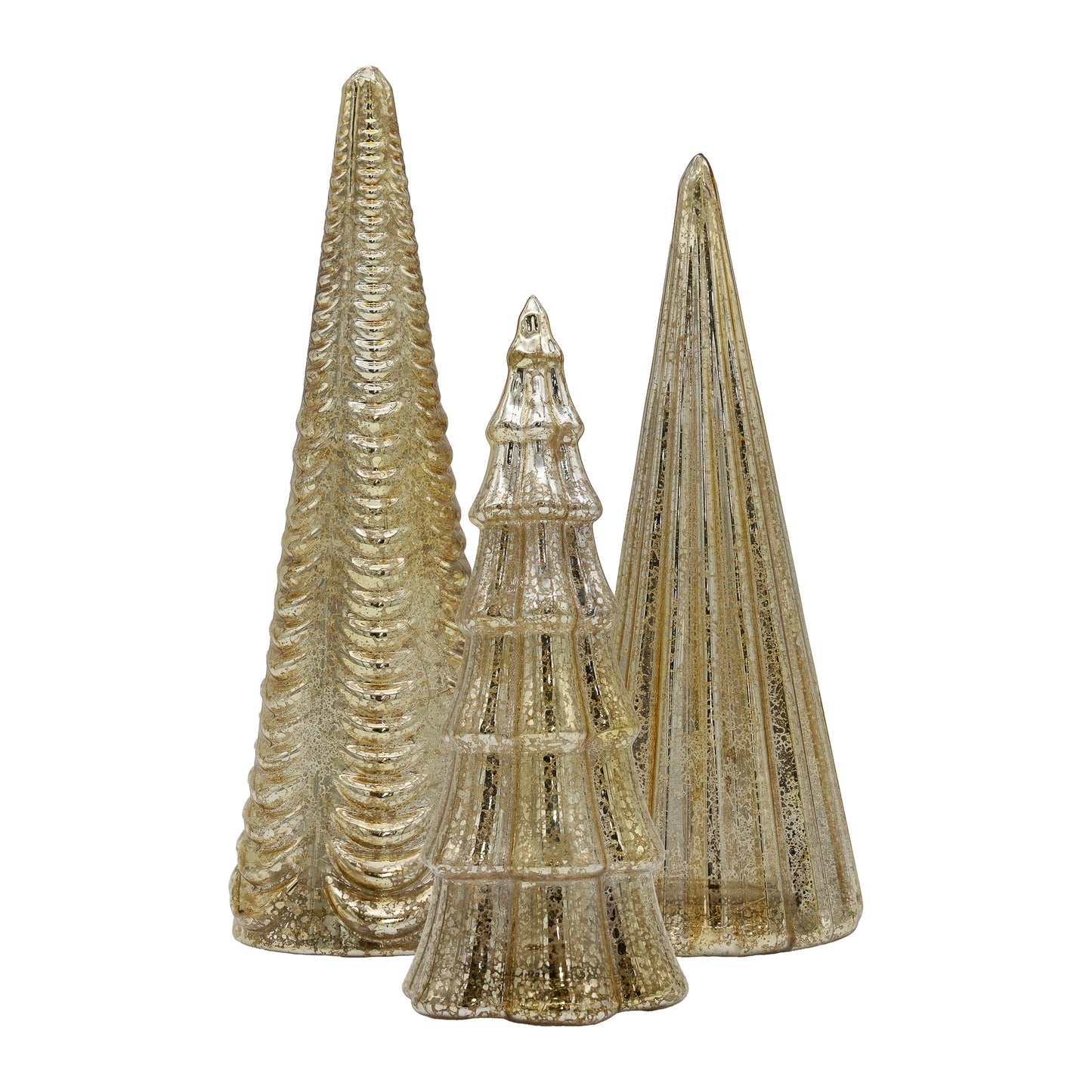 Battery-Operated Gold Mercury Trees - Set of 3