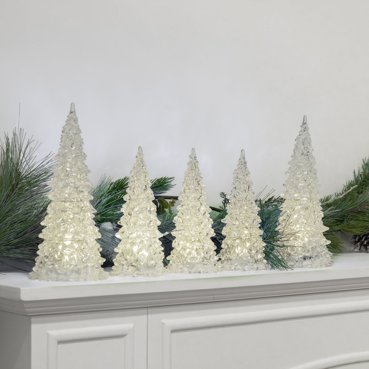 Battery Operated LED Crystal Trees - Set of 5