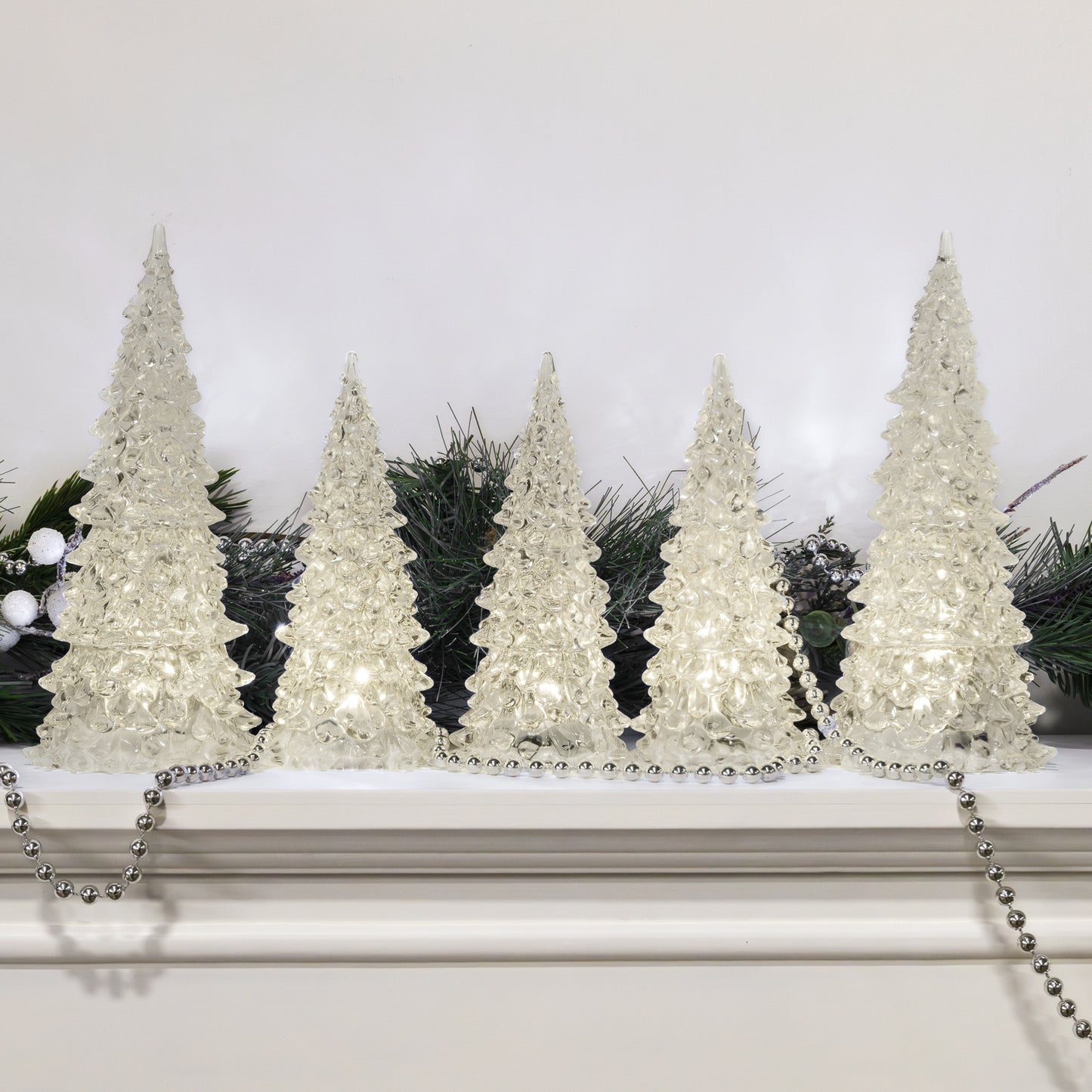 Battery Operated LED Crystal Trees - Set of 5