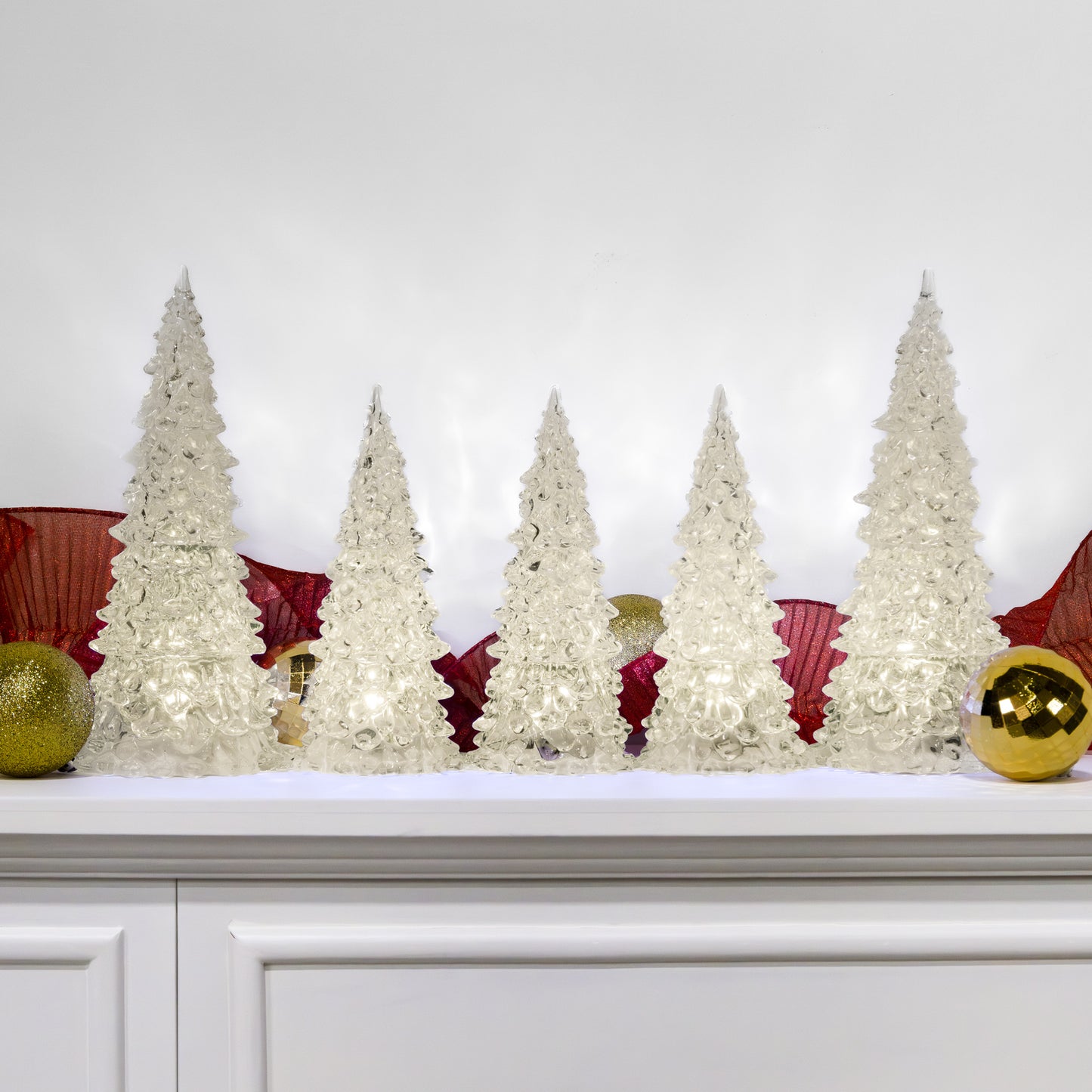 Battery Operated LED Crystal Trees - Set of 5