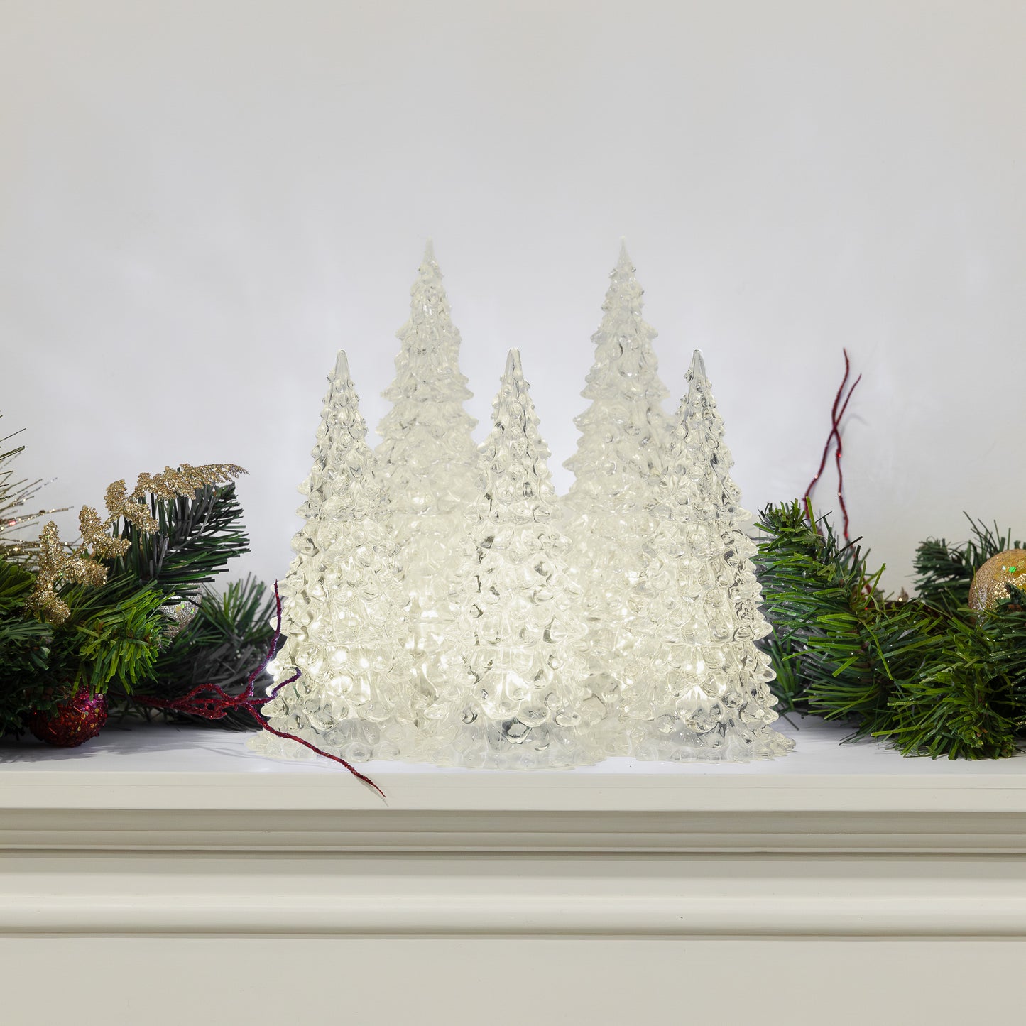 Battery-Operated LED Crystal Trees - Set of 5