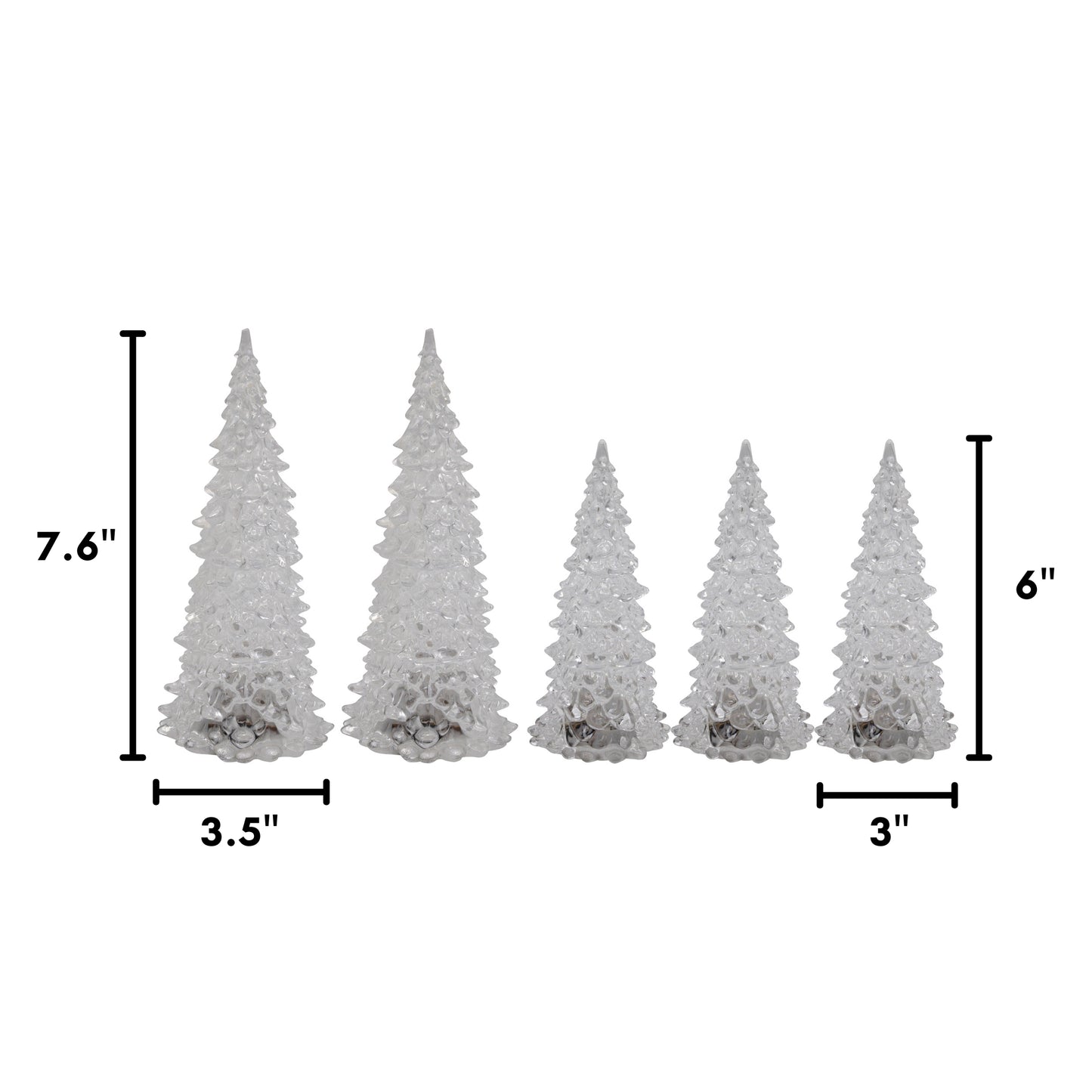 Battery-Operated LED Crystal Trees - Set of 5