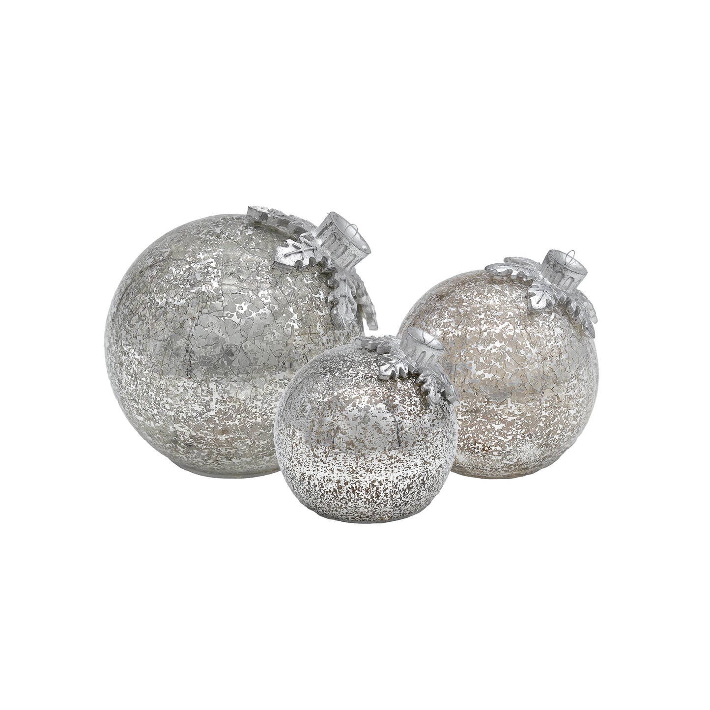Battery-Operated Glass Tabletop Christmas Ornaments - Set of 3