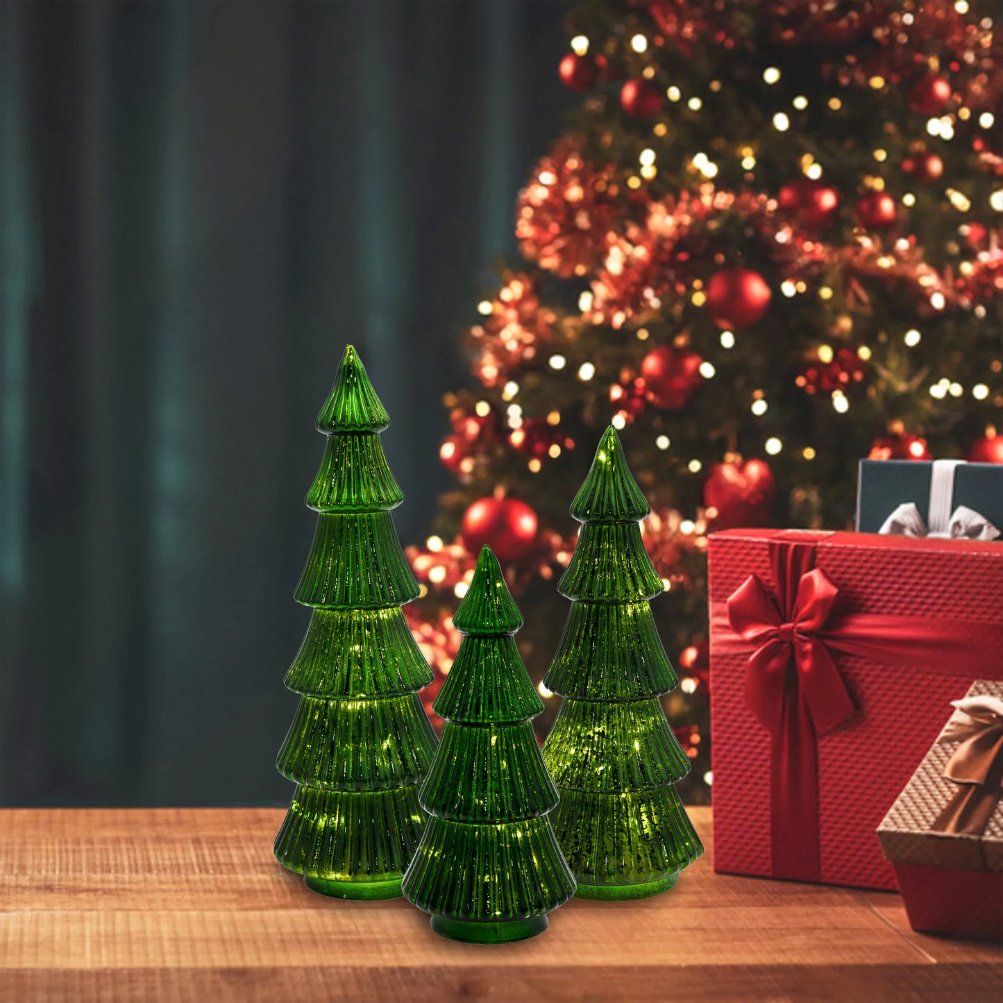 Battery-Operated Tabletop Christmas Trees - Set of 3