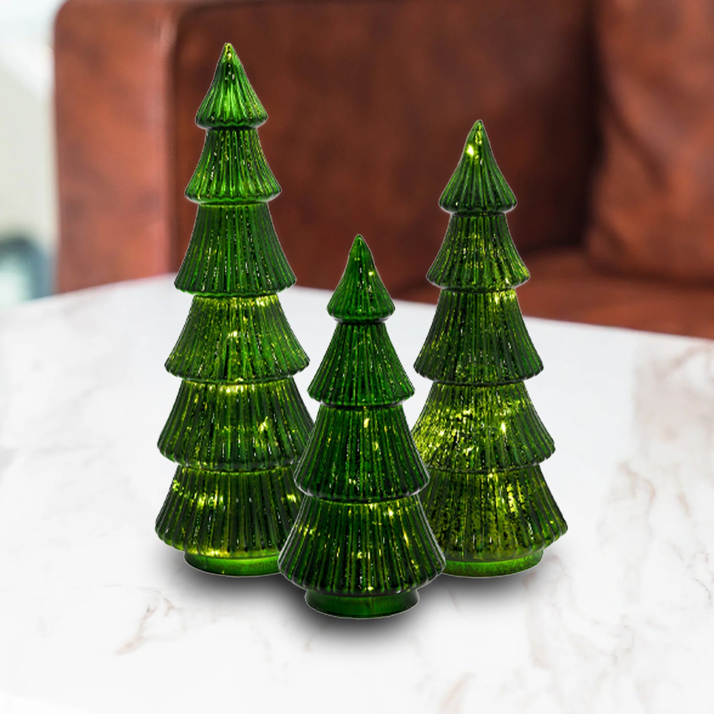 Battery-Operated Tabletop Christmas Trees - Set of 3