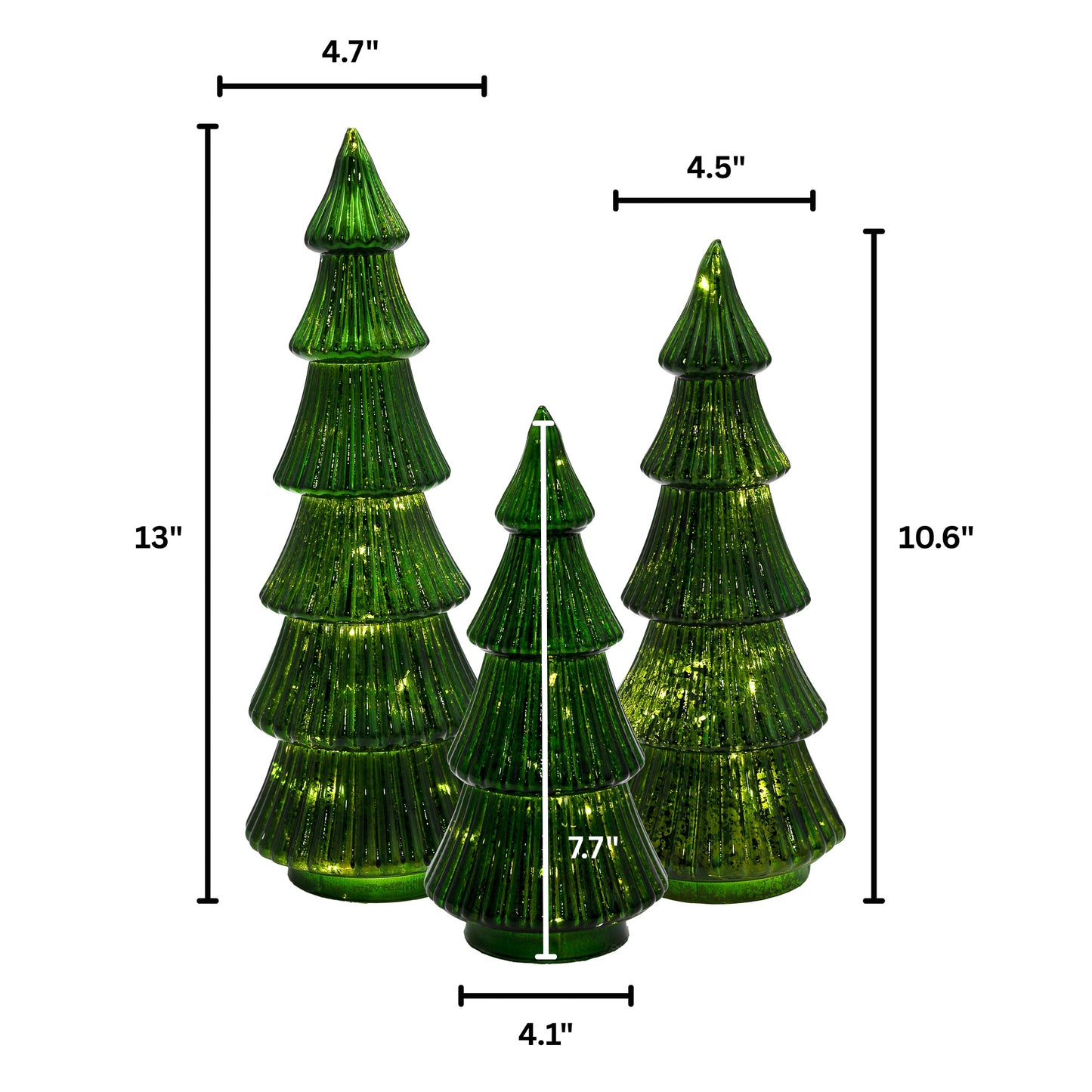 Battery-Operated Tabletop Christmas Trees - Set of 3