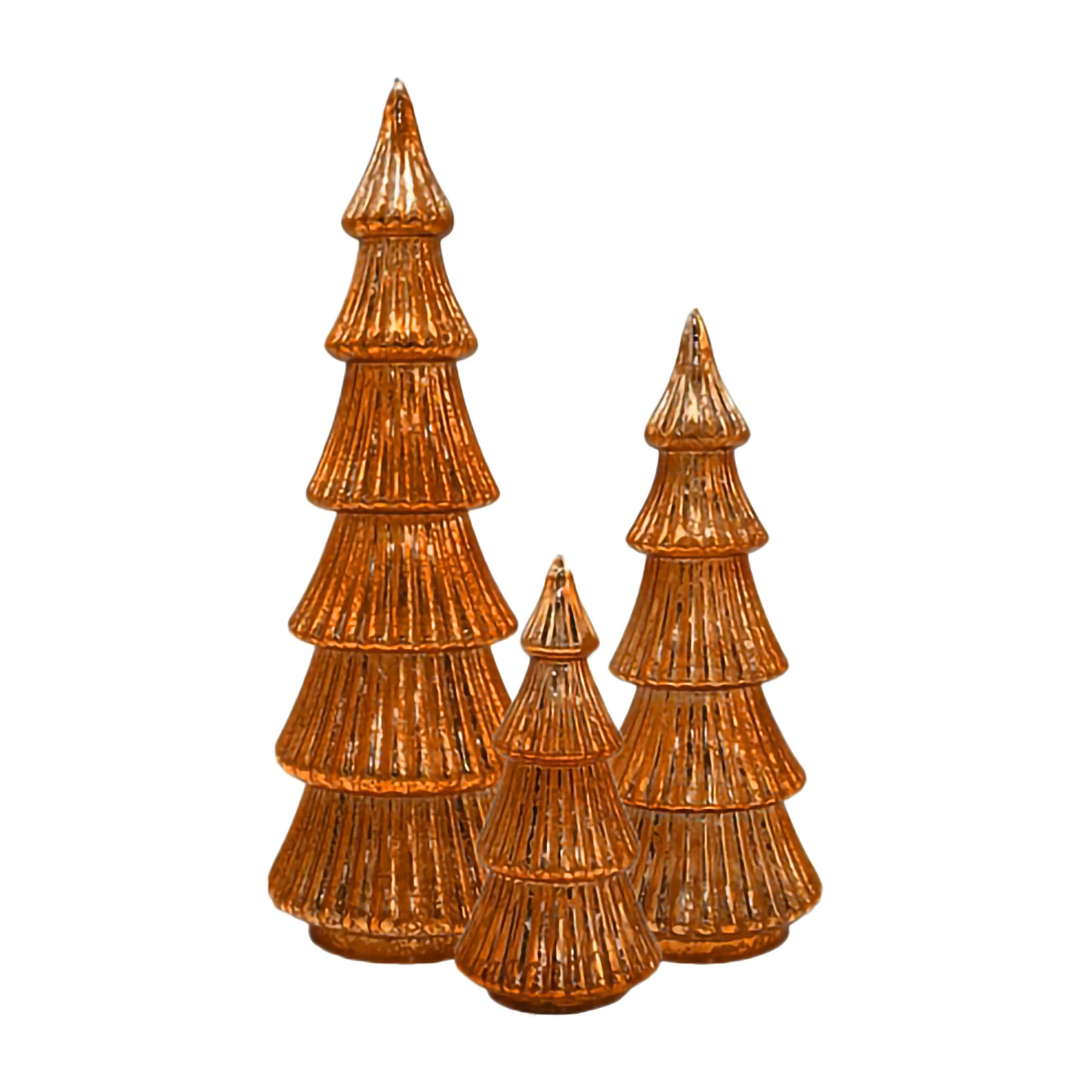 Battery-Operated Copper Trees - Set of 3