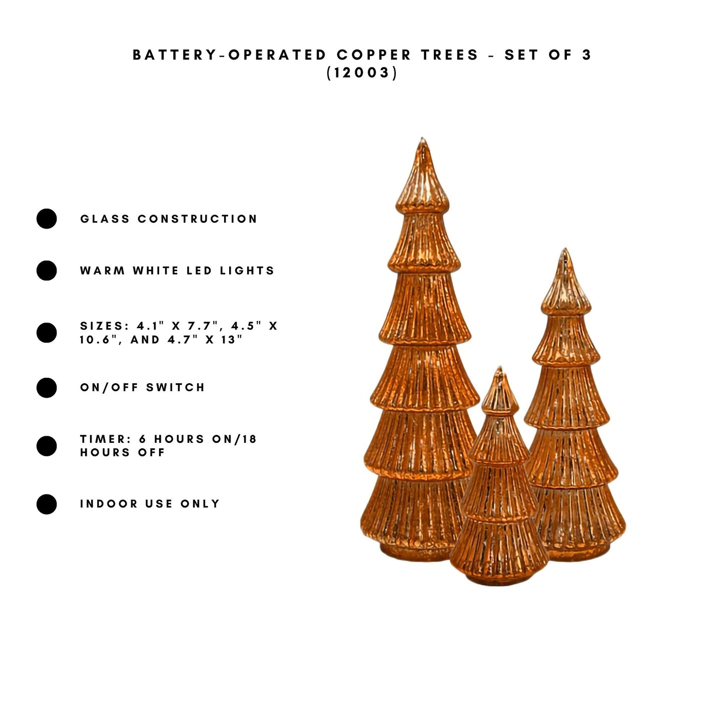 Battery-Operated Tabletop Christmas Trees - Set of 3