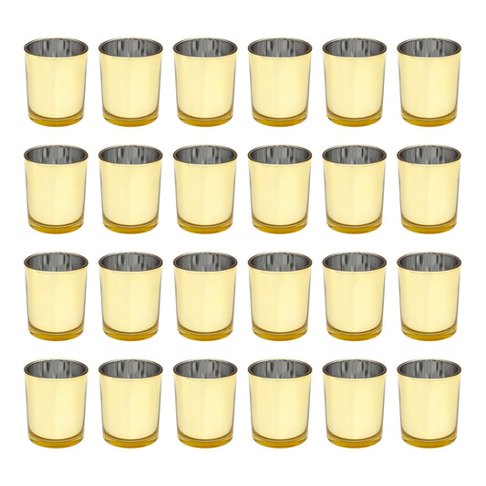Gold Glass Votive Candle Holders - Set of 24