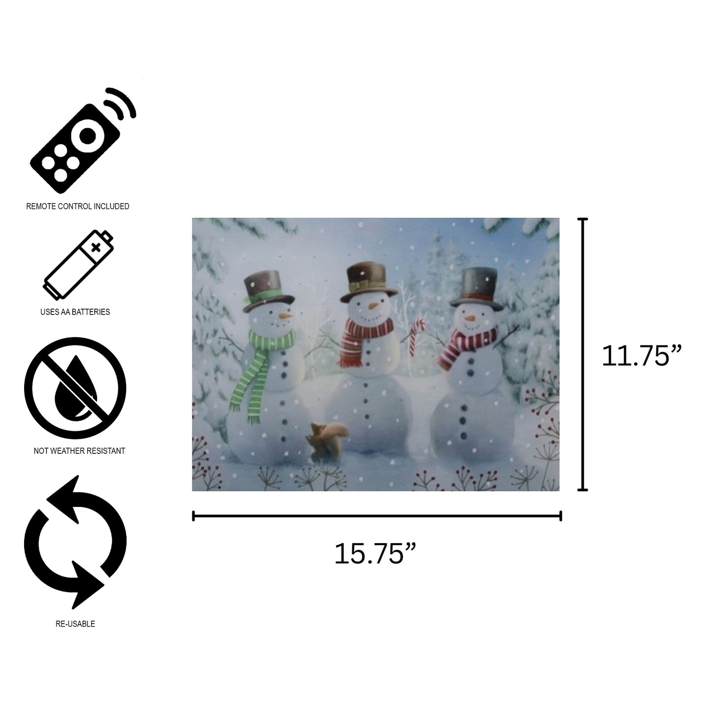 Battery Operated Lighted Wall Art - Cheerful Snowmen