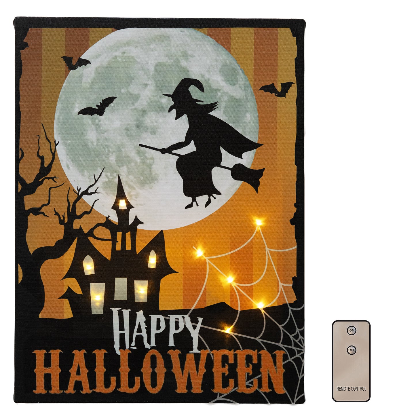 Battery-Operated Lighted Wall Art - Happy Halloween Witch