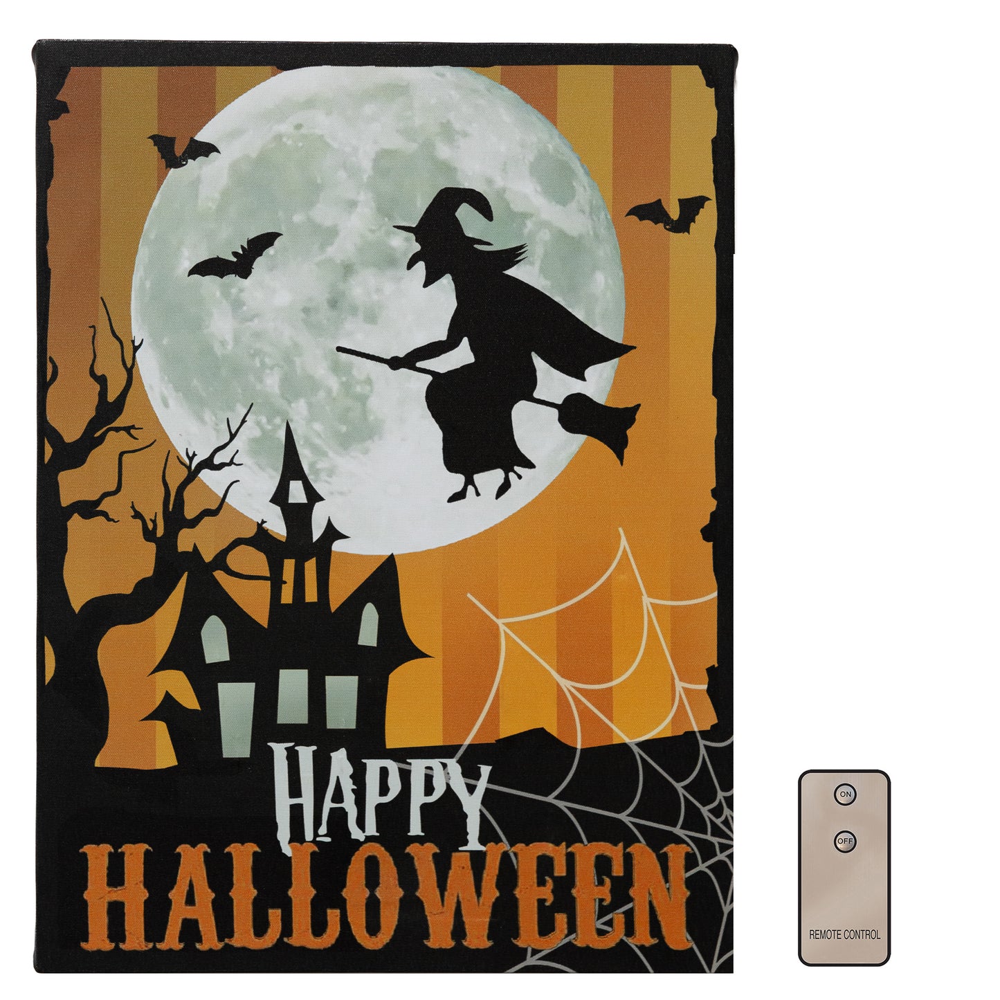 Battery-Operated Lighted Wall Art - Happy Halloween Witch